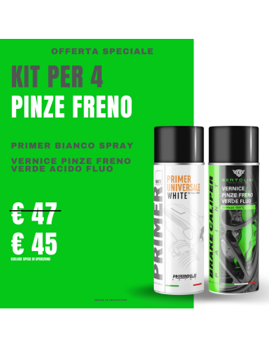 Kit Vernice Spray Pinze Freno Verde Acido Fluorescente e Primer 1K - 400ml