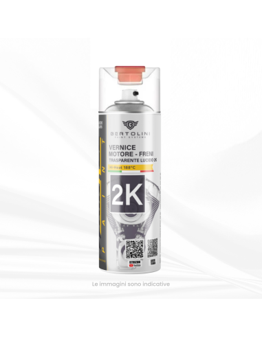 LACA TRANSPARENTE BRILLANTE 2K SPRAY - Moto y Pinzas Pintura Alta Temperatura - 400ml
