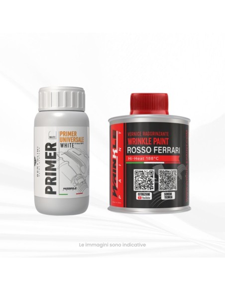 Kit Vernice Raggrinzante Rosso Maserati Alta Temperatura Motore + Primer Bianco - 250 gr